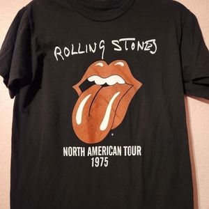 Rolling Stones Band Tee Shirt Adult‎ Small Black North American Tour 1975